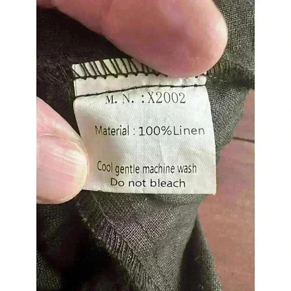 Women's Black‎ 100% Linen Pants Pockets Drawstring Size L Large Gauzy Coastal - Picture 9 of 12